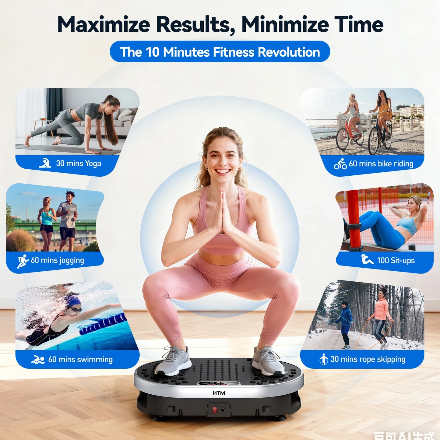 HTM Vibration Plate With Adjustable Speed 110V Home Fitness