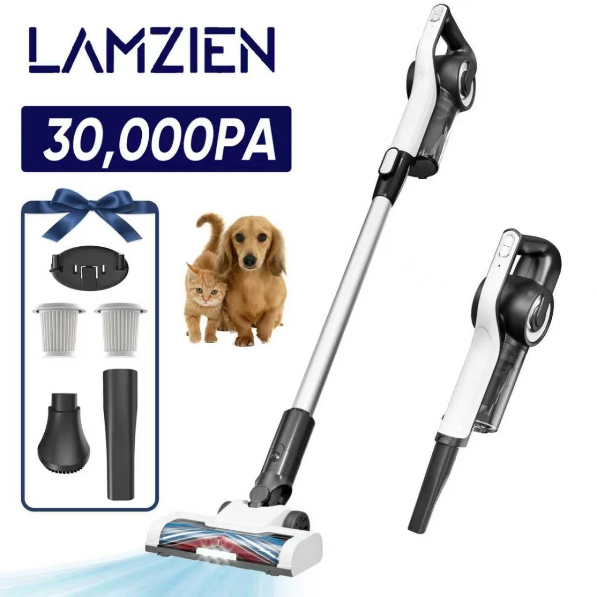 Lamzien Cordless Vacuum Cleaner 30KPa 40Min AntiTangle Brush