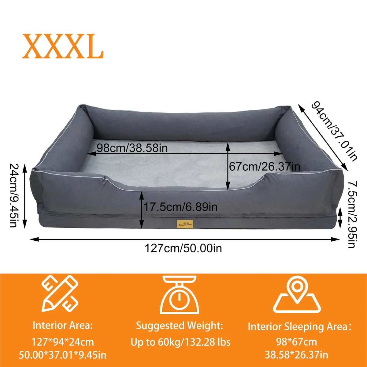 Bingopaw Washable Orthopedic Dog Bed With Bolster