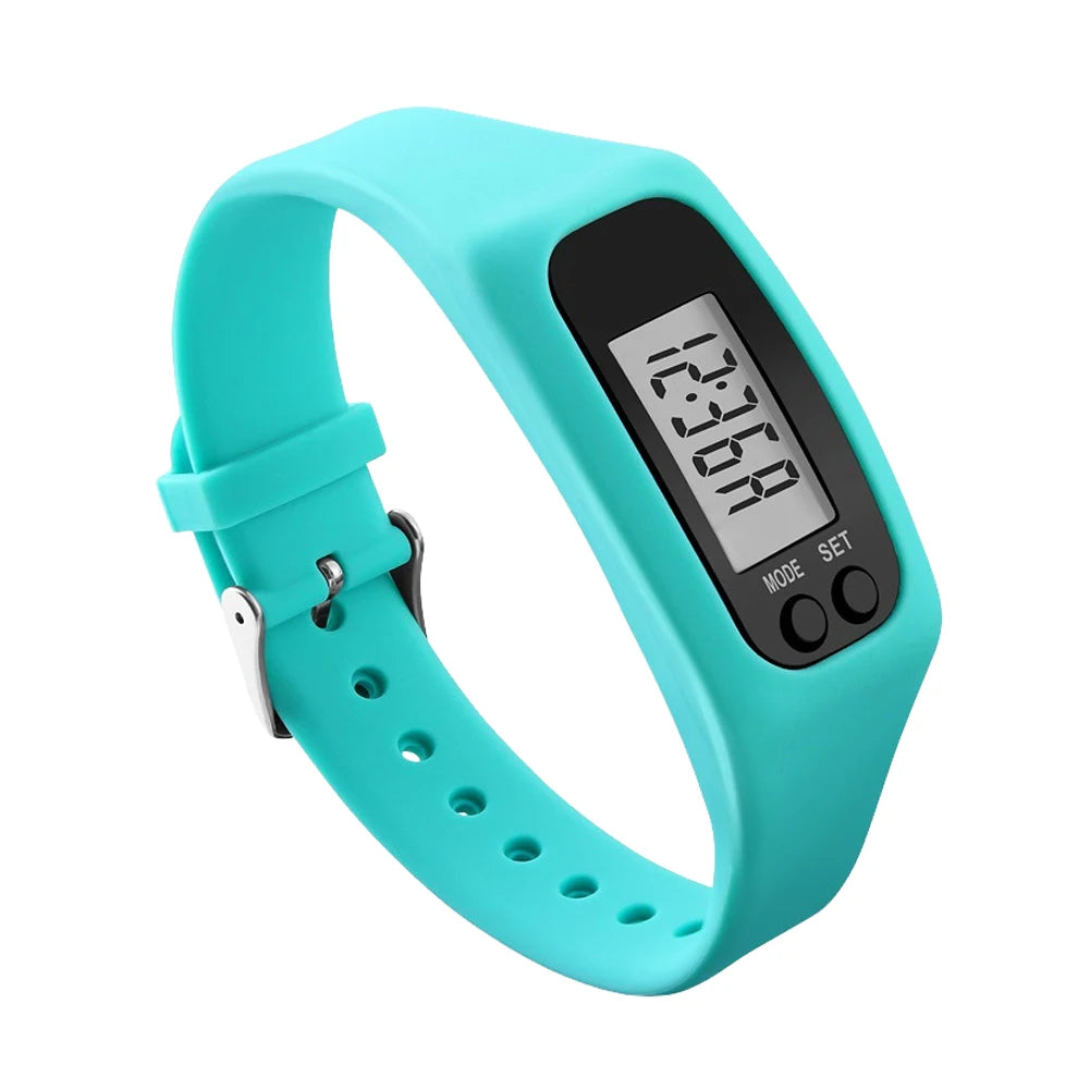 LED Pedometer Bracelet With 12 And 24 Hour Time Display