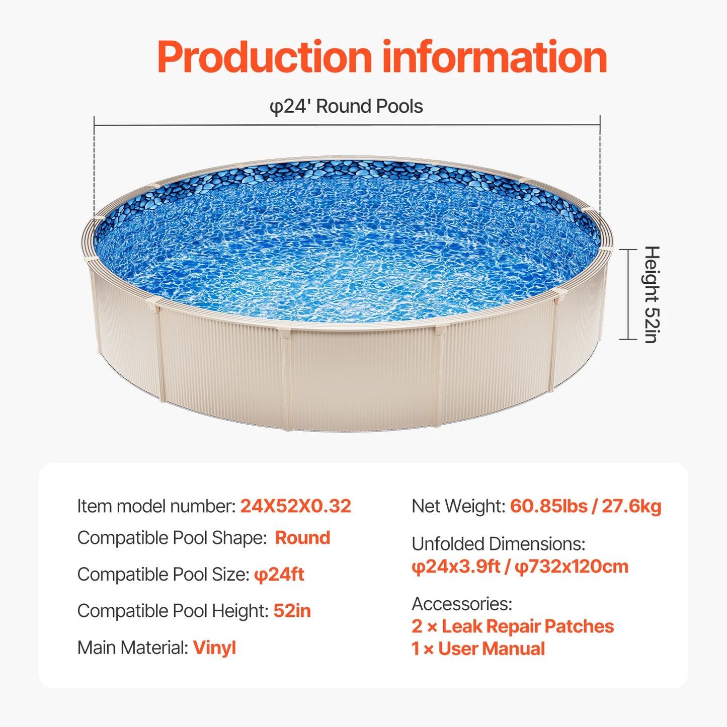 SucceBuy Round Above Ground Pool Liner