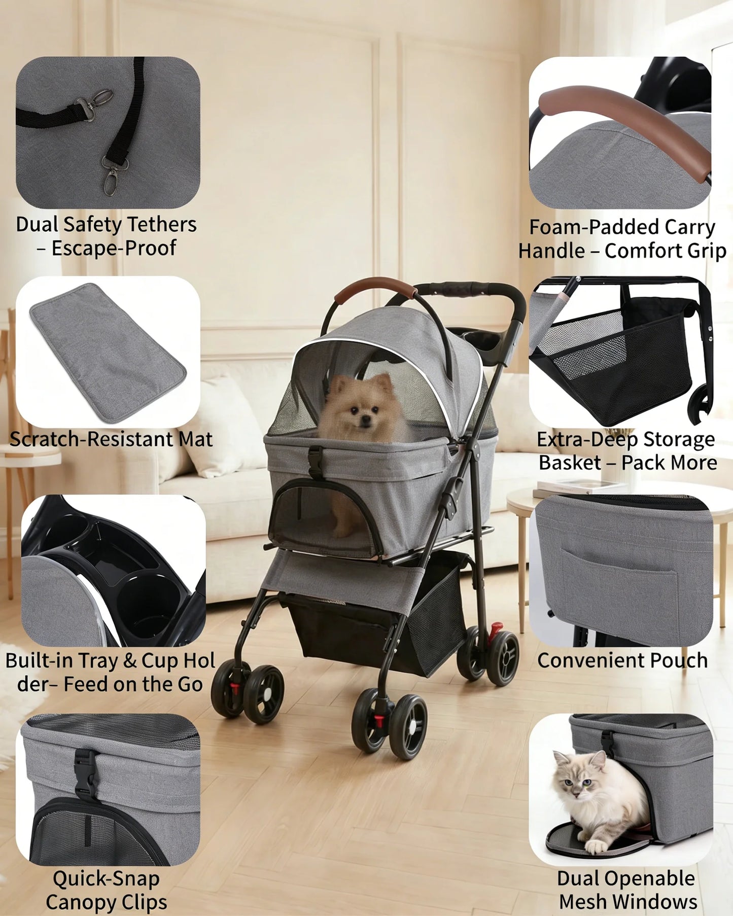 Cabusatly Detachable Two In One Dog Stroller