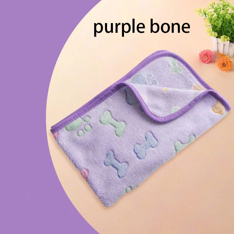 Velvet Pet Blanket Fleece Paw Pattern
