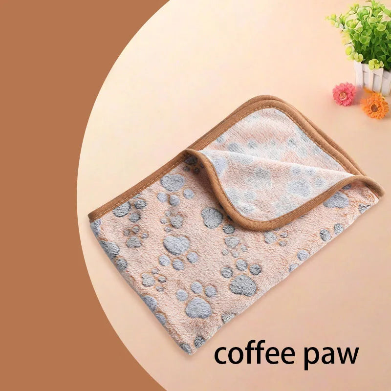 Velvet Pet Blanket Fleece Paw Pattern