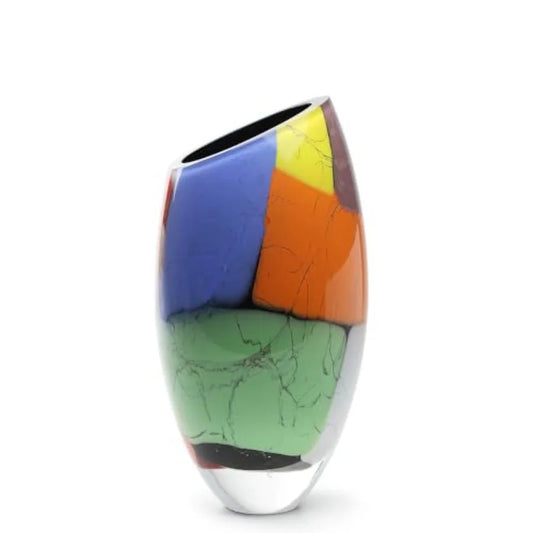 Murano-Style Hand-Blown Glass Vase With Gold Accent