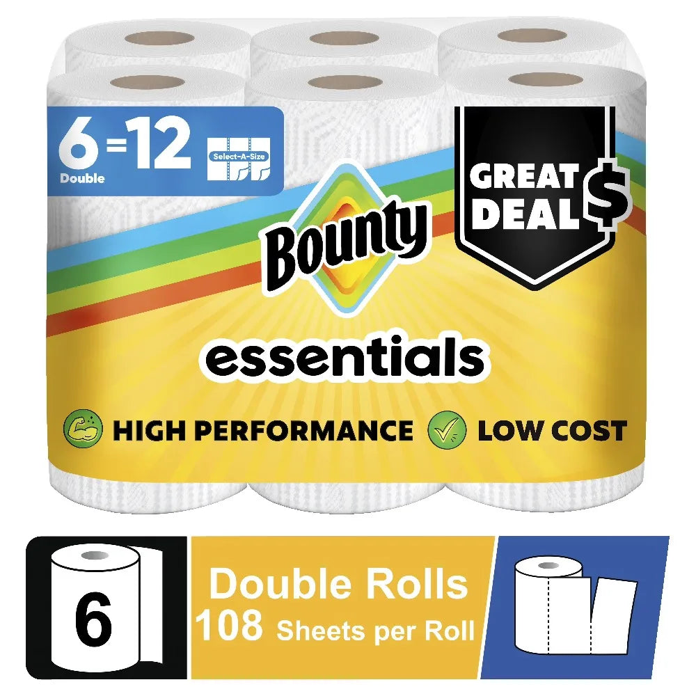 Select-A-Size Paper Towels 6 Double Rolls 108 Sheets Per Roll White
