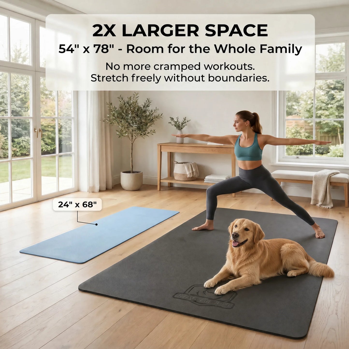 HAPBEAR Extra Large Yoga Mat Non Slip Eco Friendly TPE