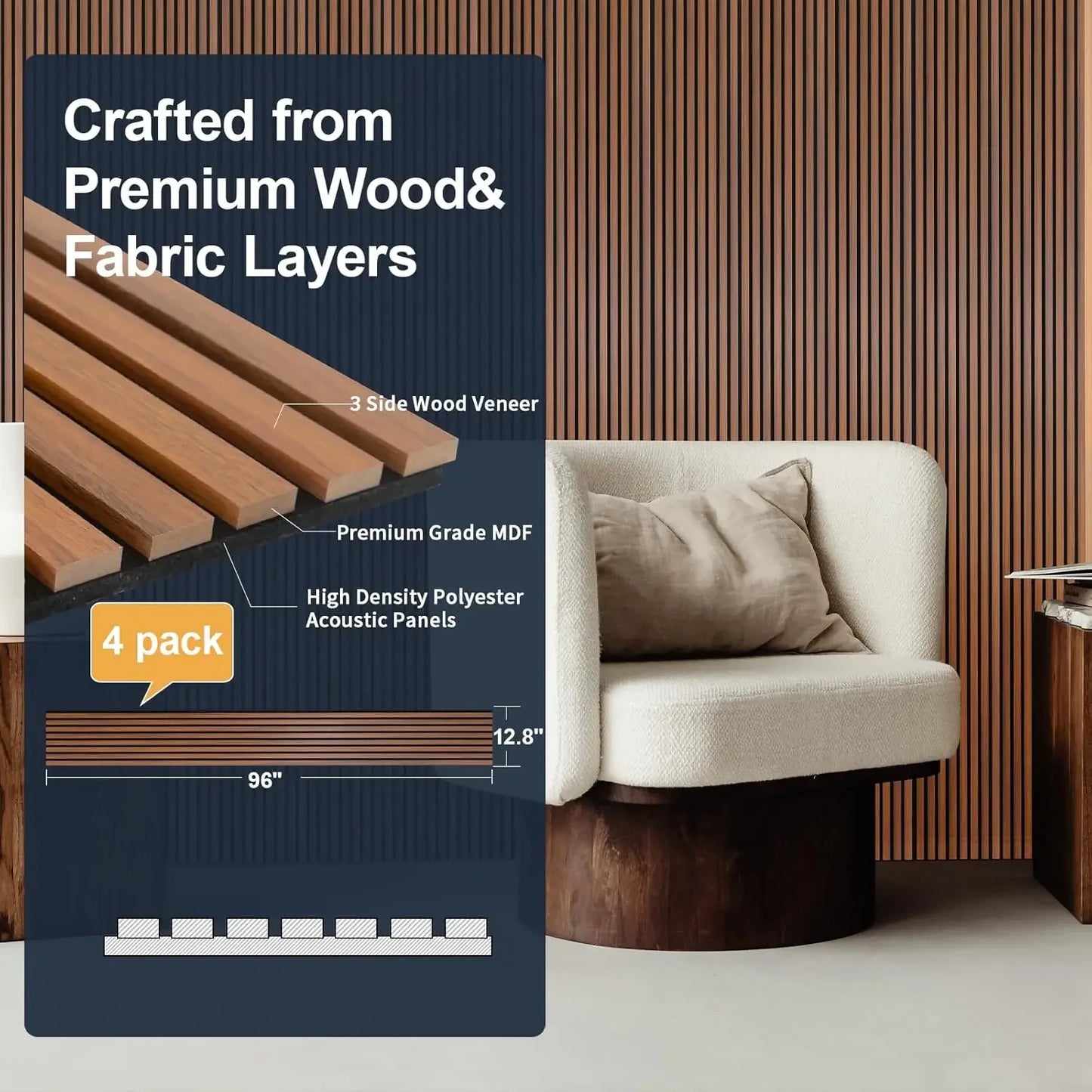 Teak Acoustic Wall Panels Soundproof Wood Slat Panels
