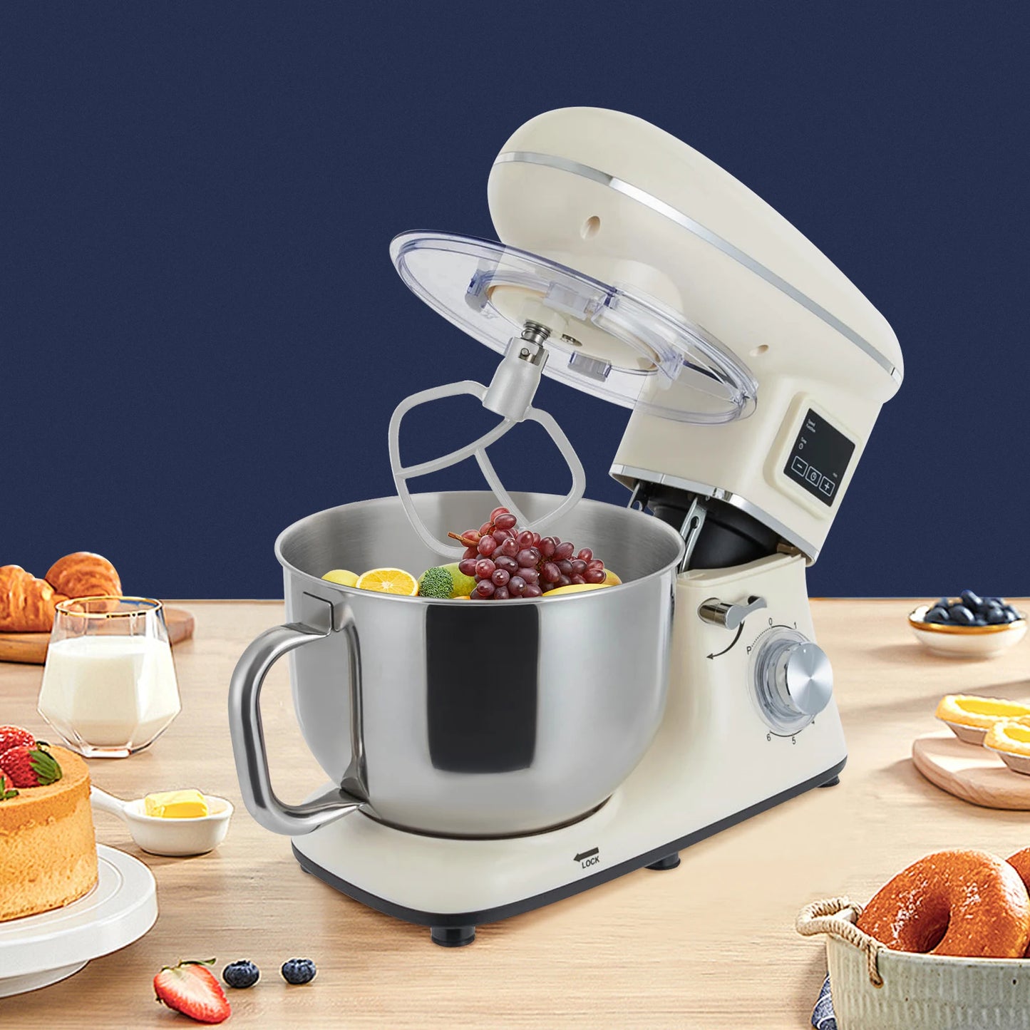 Digital Kitchen Stand Mixer With Timer And Dough Hook