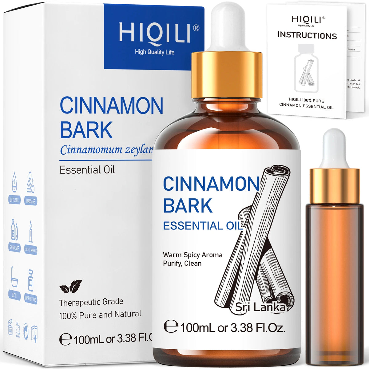 Hiqili Pure Cinnamon Bark Essential Oil