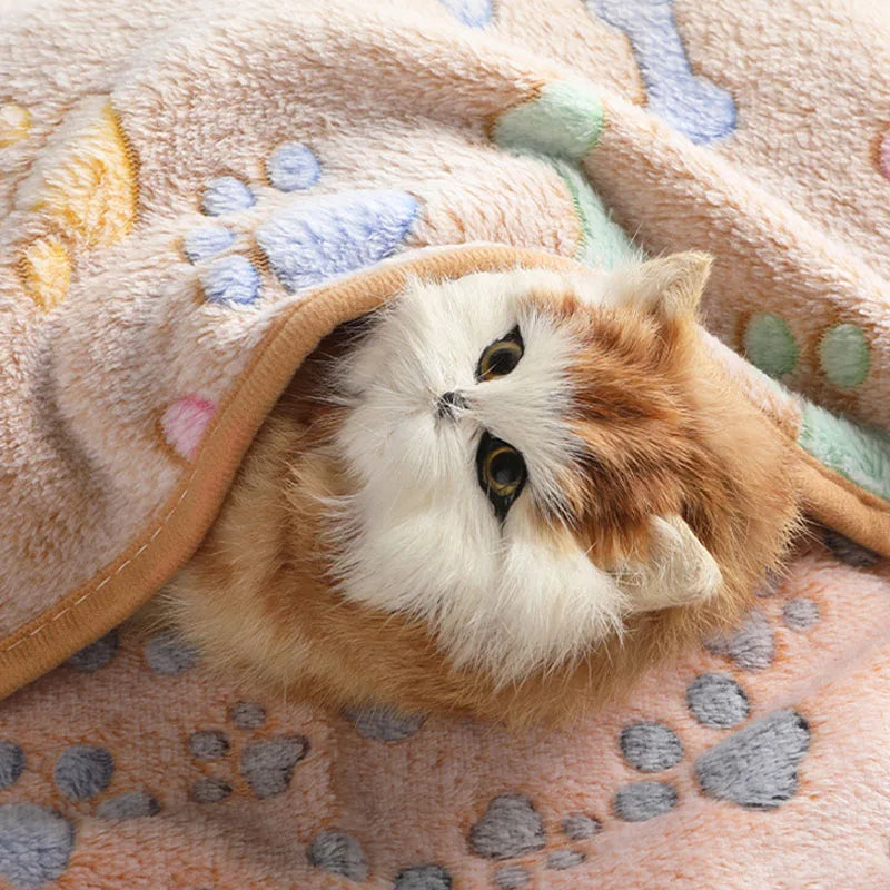 Velvet Pet Blanket Fleece Paw Pattern