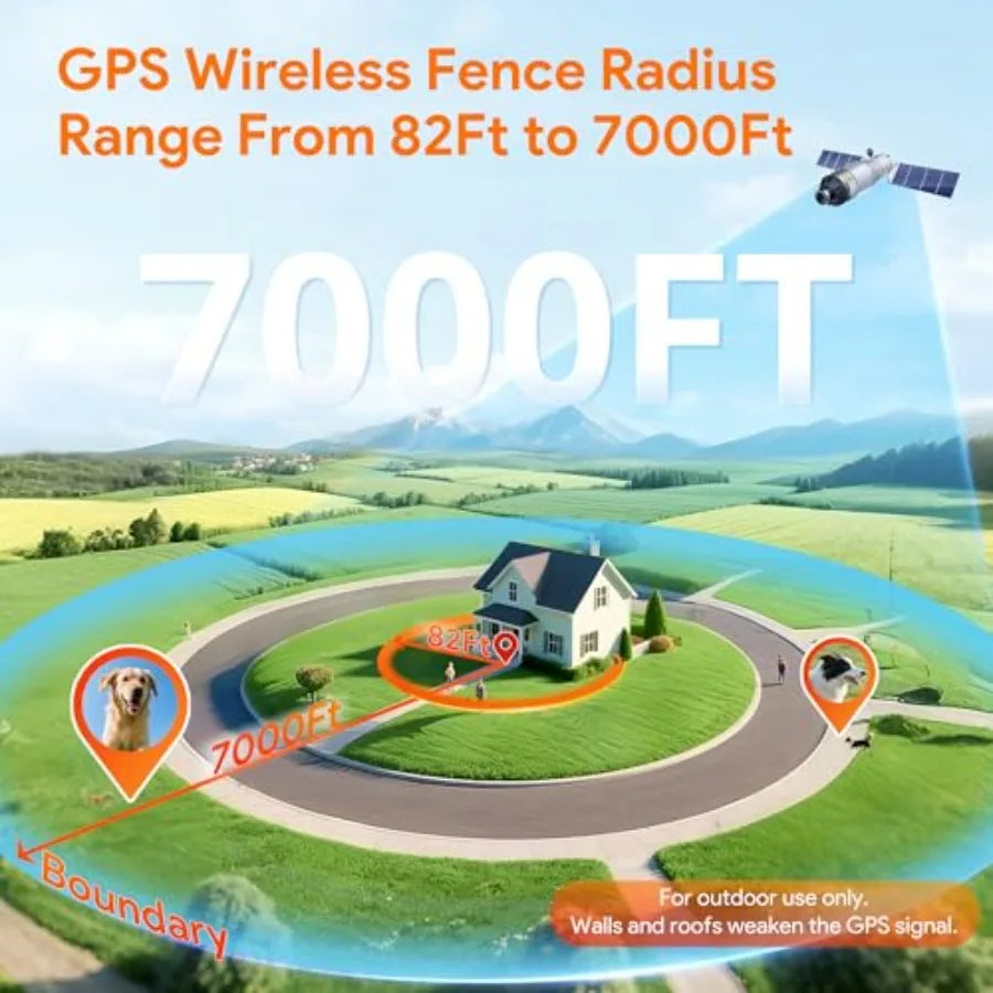 Outdoor GPS Wireless Dog Fence Collar Beep Vibration