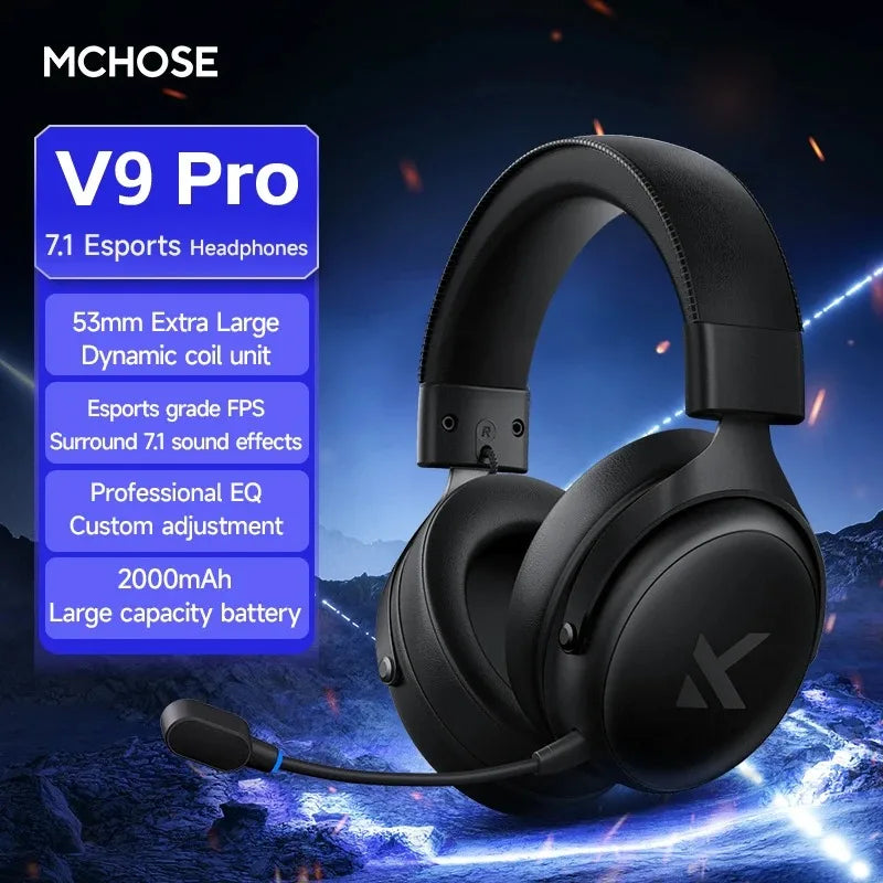 MCHOSE V9 Pro Wireless Gaming Headset Noise Canceling Mic
