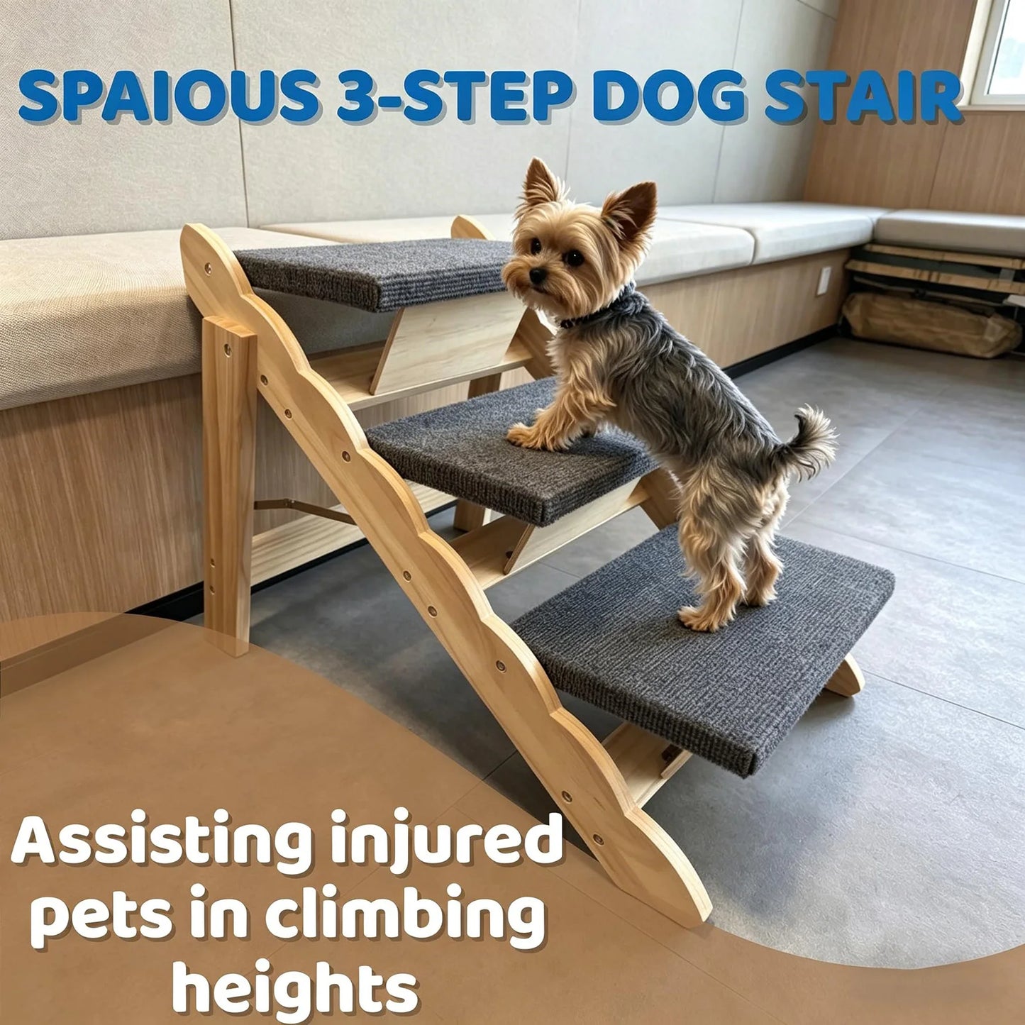 DishyKooker 2 In 1 Wooden Pet Stairs And Folding Ramp