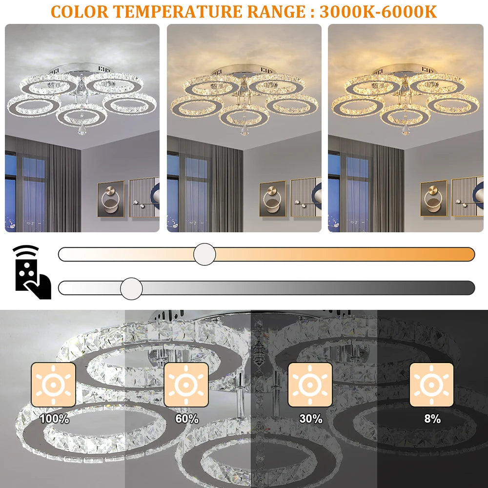 VETRULUS Modern Crystal LED Ceiling Chandelier