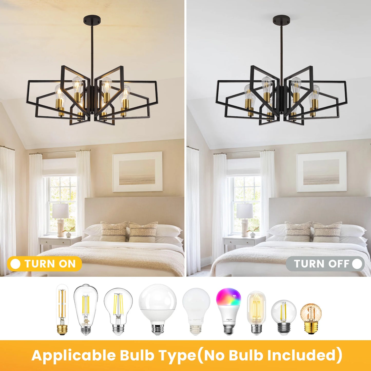 Geometric 8 Light Chandelier With Adjustable Height