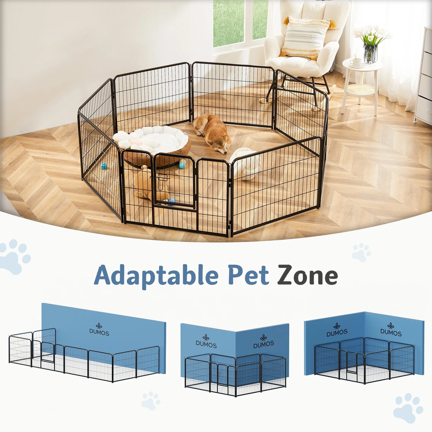 JHK Foldable Metal Dog Playpen For Outdoor Use