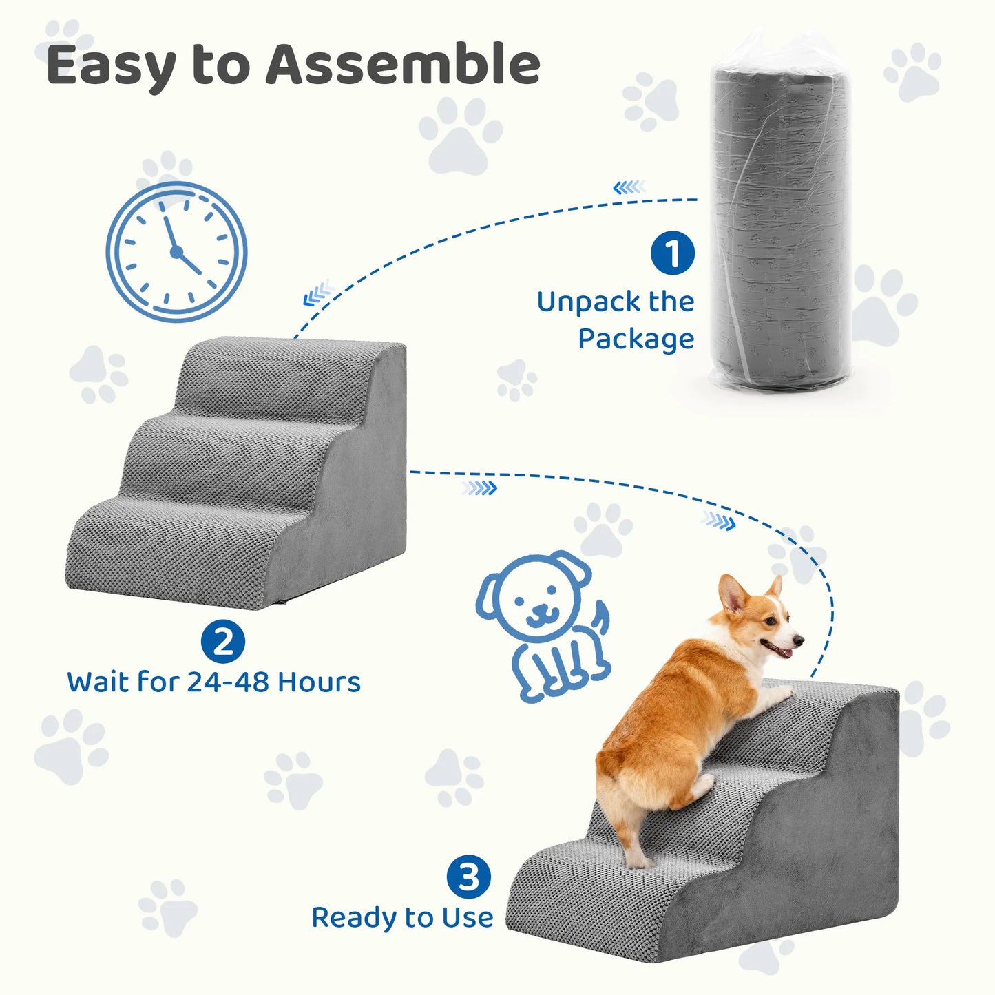 Curved Foam Dog Stairs For Small Dogs Non Slip Ramp