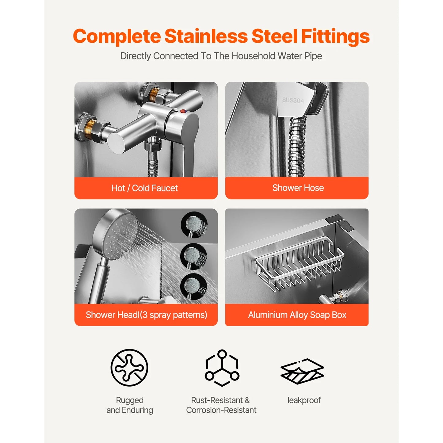 Stainless Steel Dog Washing Station With Faucet Showerhead