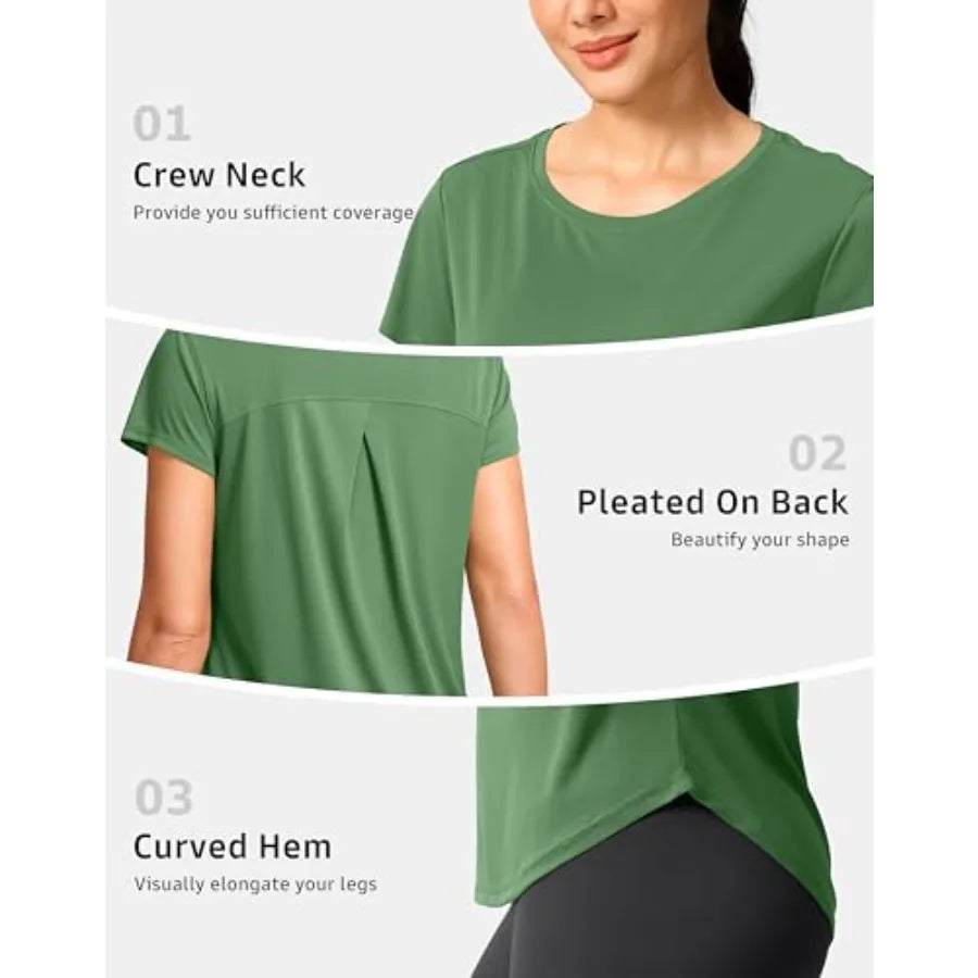 Women's Bamboo Fiber Quick Dry Loose Fit Gym Tee