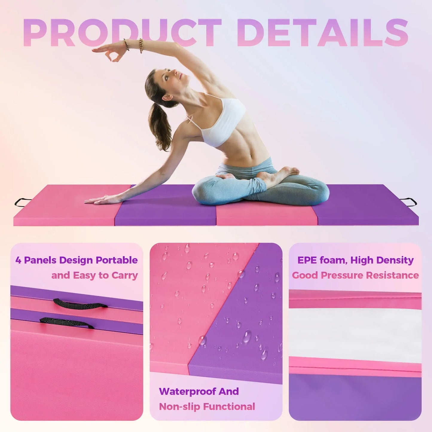 HiMISS Gymnastics Mat Foldable Portable Floor Pad