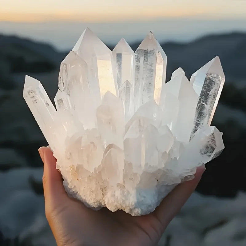 CrystalHola Clear Quartz Crystal Cluster Healing Ornament