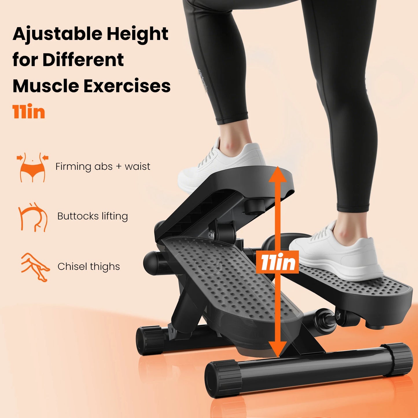 Mini Stepper With Resistance Bands LCD Monitor