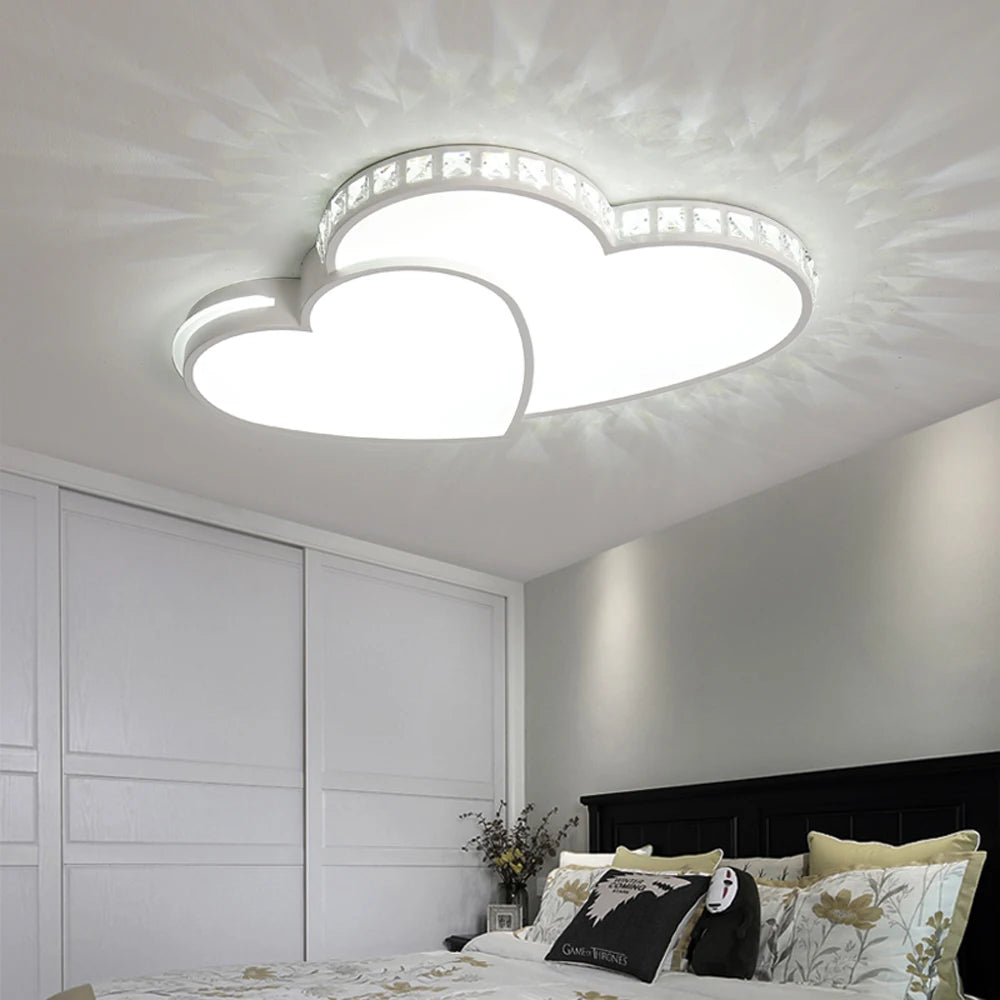 Heart Shaped Crystal LED Ceiling Light Flush Mount