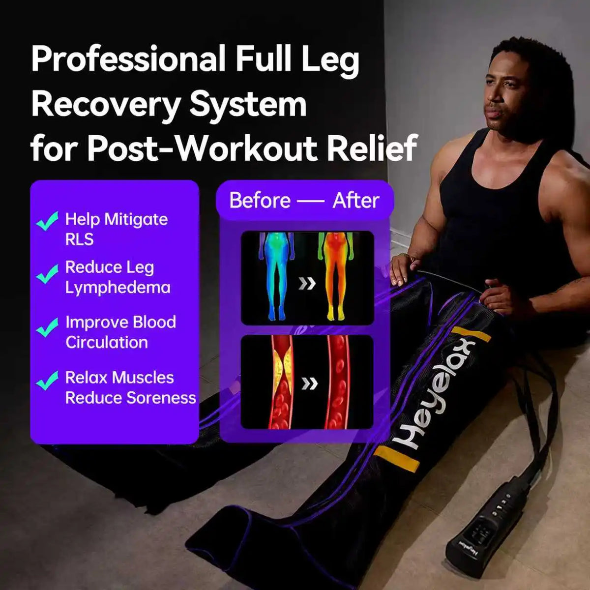 Heyelax Leg Compression Massager For Muscle Recovery