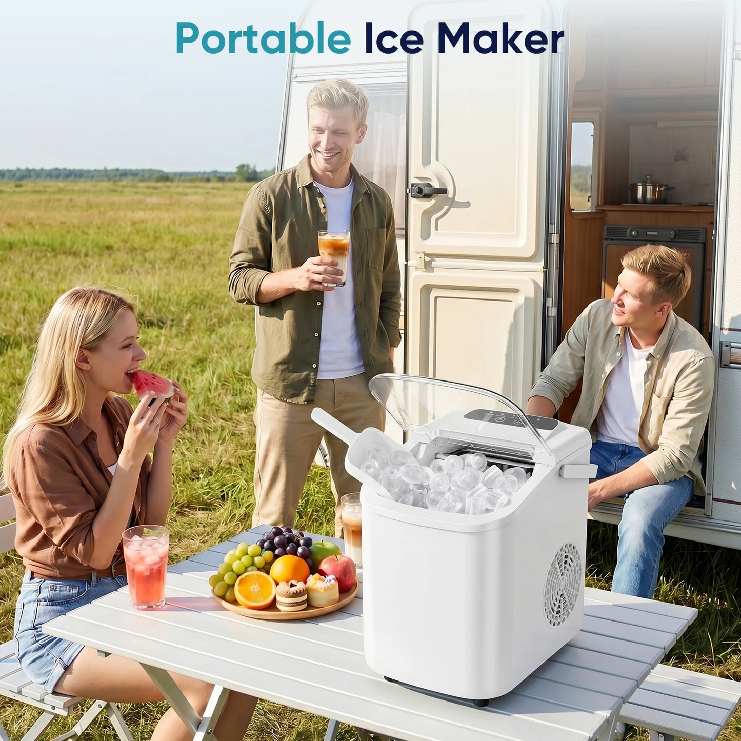 Portable Countertop Ice Maker With Scoop For Home Kitchen