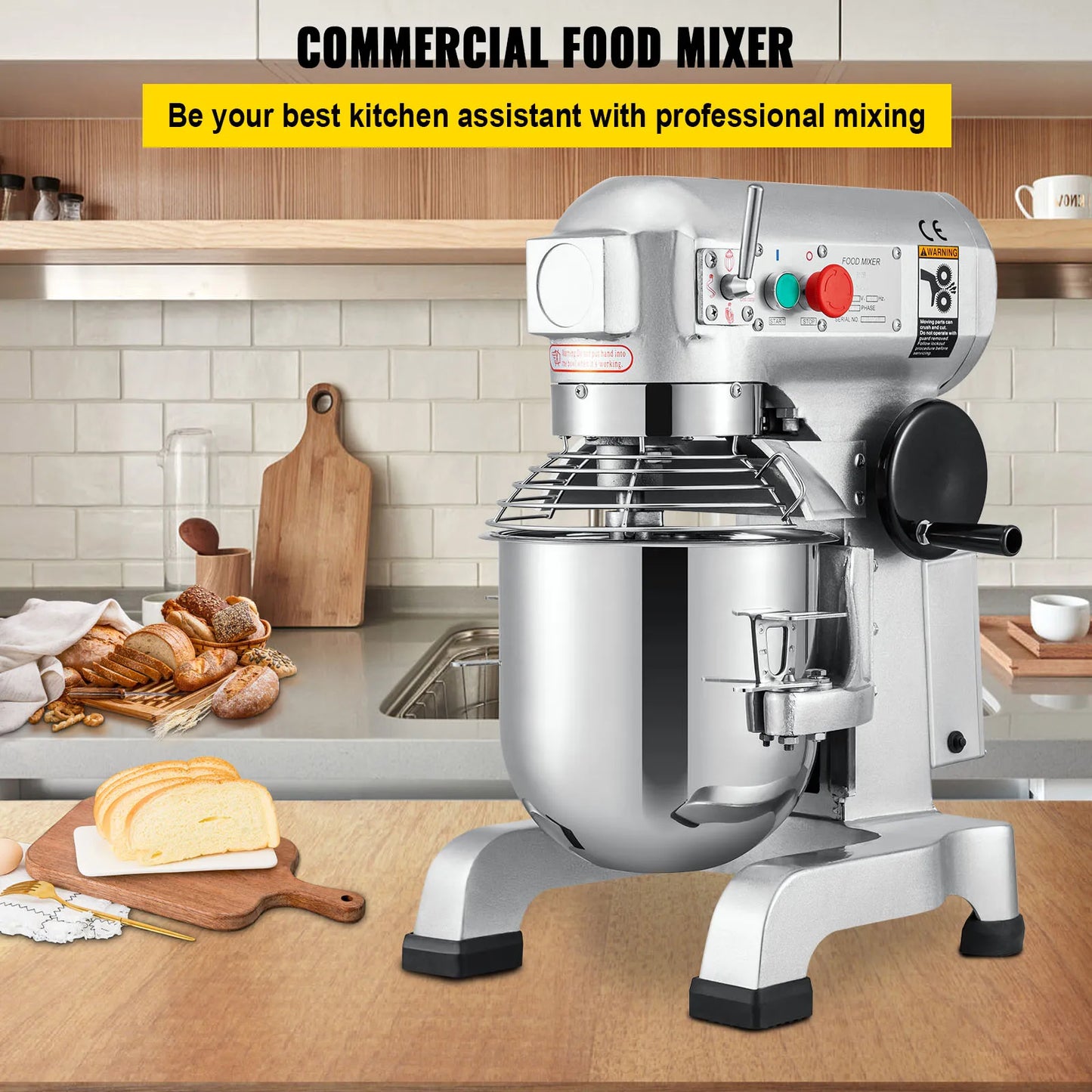 SucceBuy Electric Stainless Steel Commercial Dough Mixer