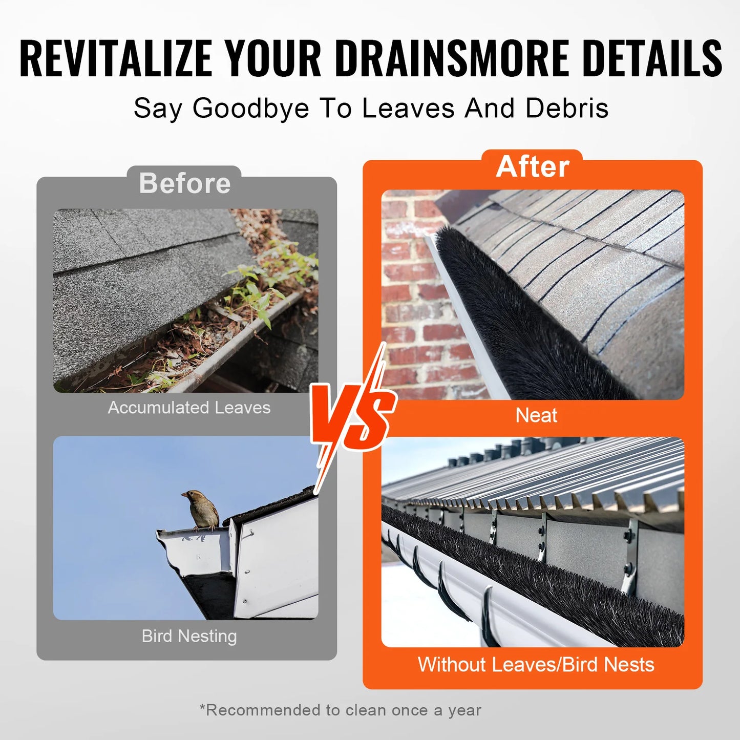 SucceBuy Gutter Brush For Leaves And Gutters