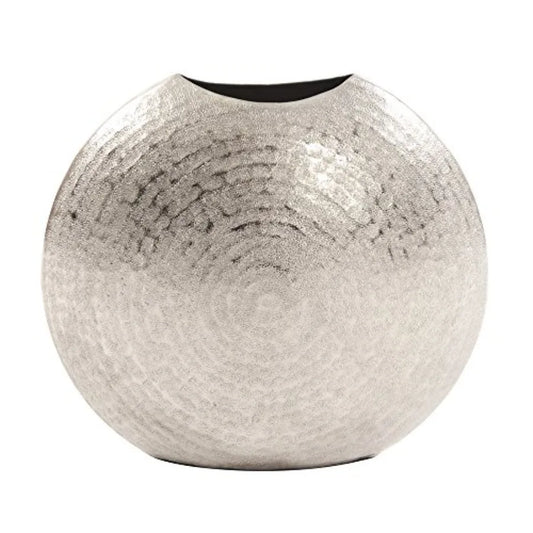 Frosted Decorative Metal Vase With Hammered Texture