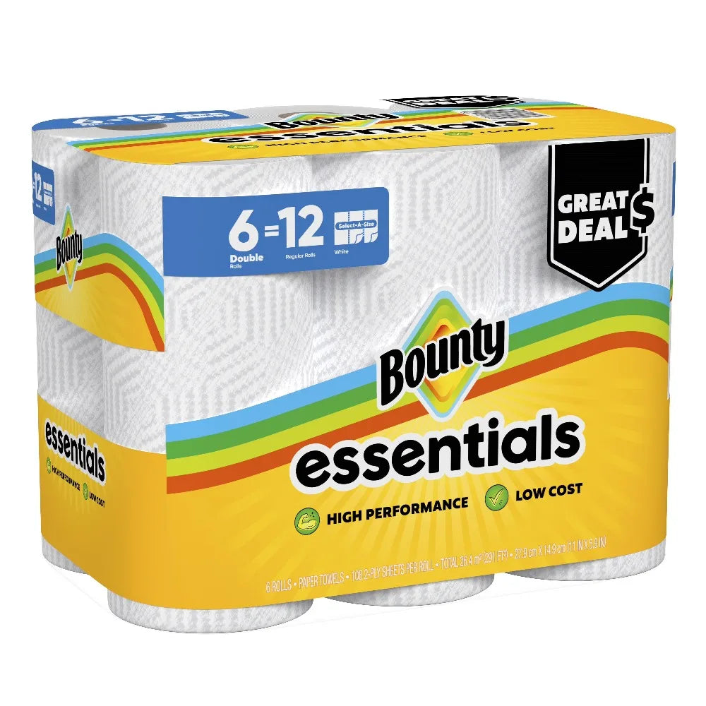 Select-A-Size Paper Towels 6 Double Rolls 108 Sheets Per Roll White
