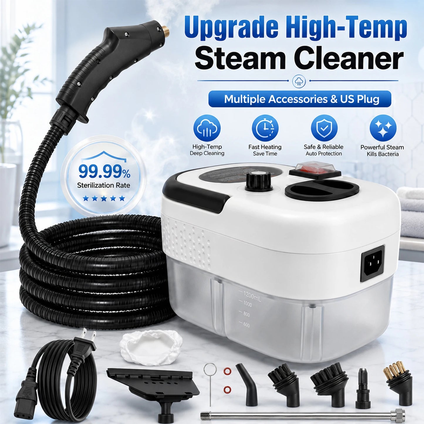 2500W High Power Steam Cleaner Handheld With Accessories