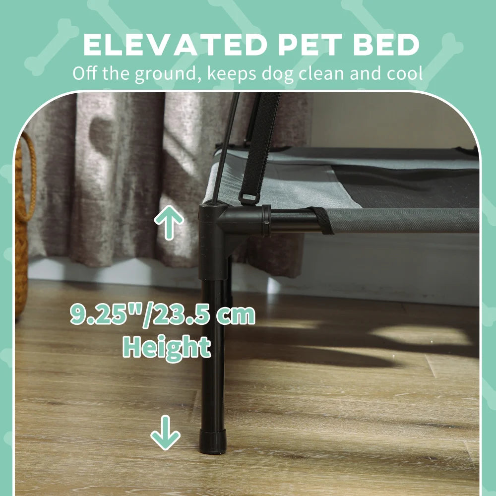 PawHut Elevated Dog Cot Bed With UV Canopy Shade