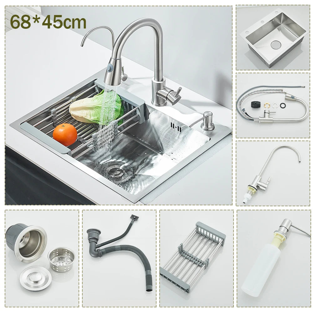 Stainless Steel Kitchen Sink With Integrated Faucet