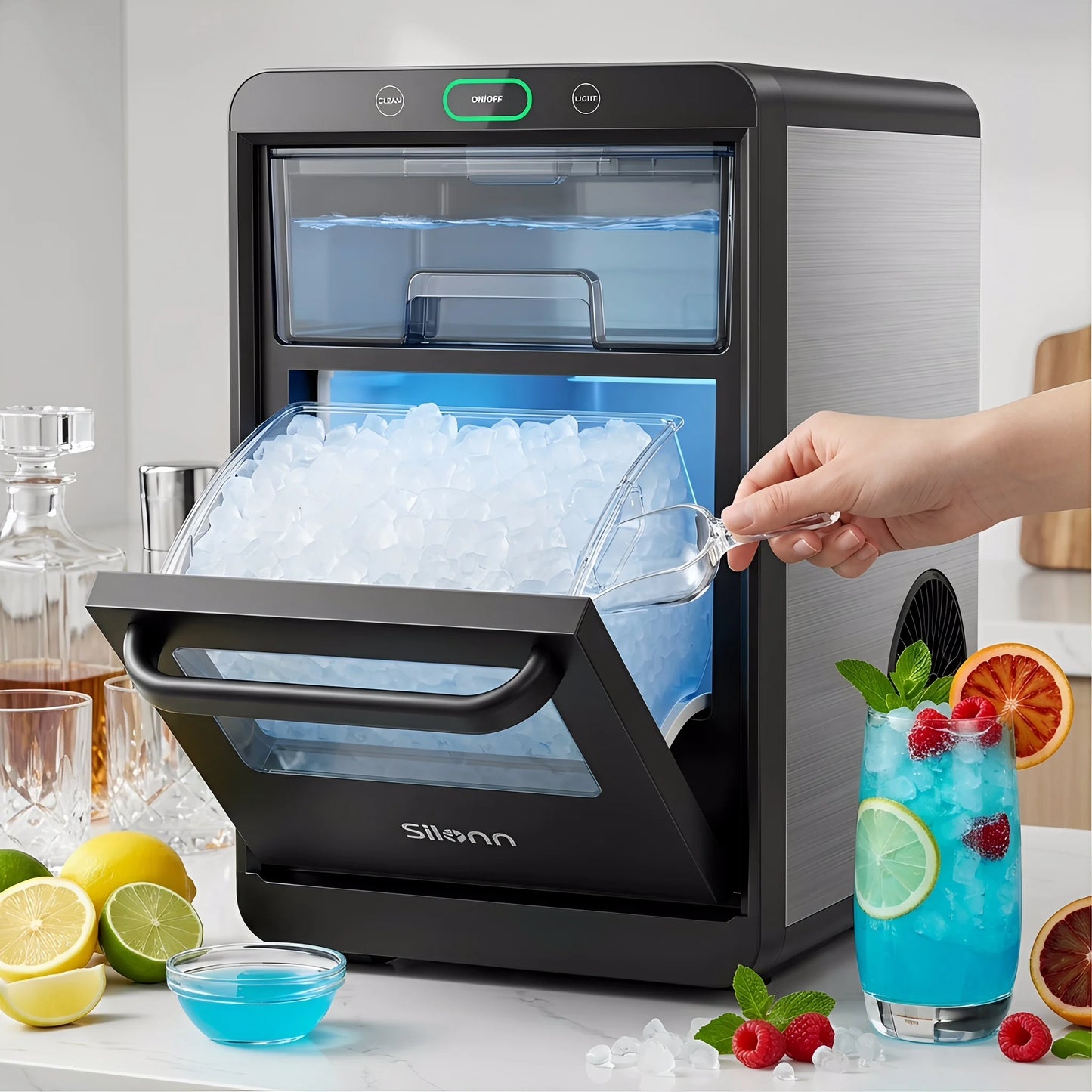 PHILERGO Nugget Ice Maker Countertop Pellet Ice Machine