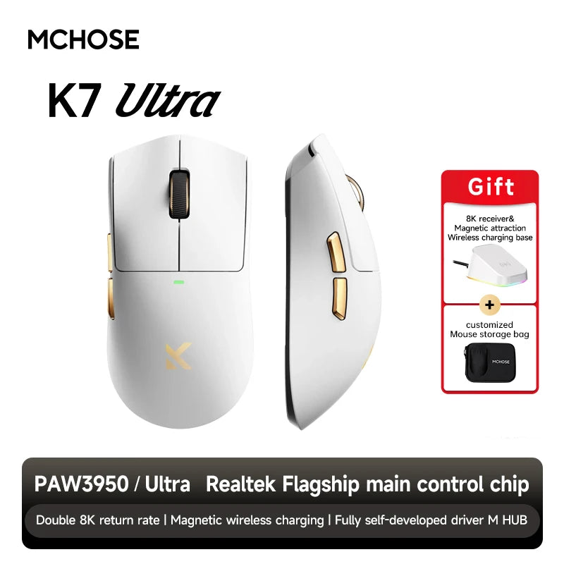 MCHOSE K7 Ultra Wireless Gaming Mouse With PAW3950 Sensor