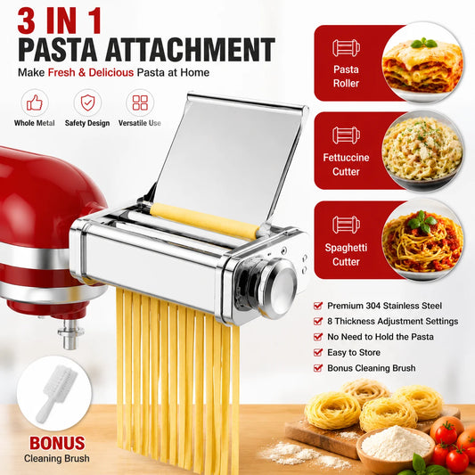 GVODE 3In1 Stainless Steel Pasta Attachment For KitchenAid