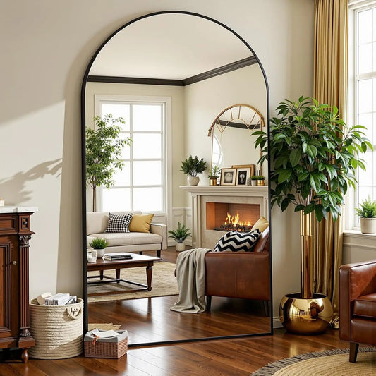 Arched Standing Mirror Shatter Resistant Easy Assembly