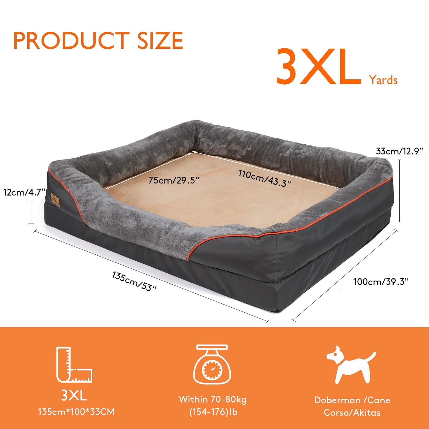BINGOPAW Orthopedic Memory Foam Dog Bed Bolstered Sofa