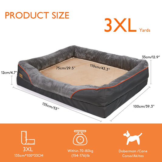 BINGOPAW Orthopedic Memory Foam Dog Bed Bolstered Sofa