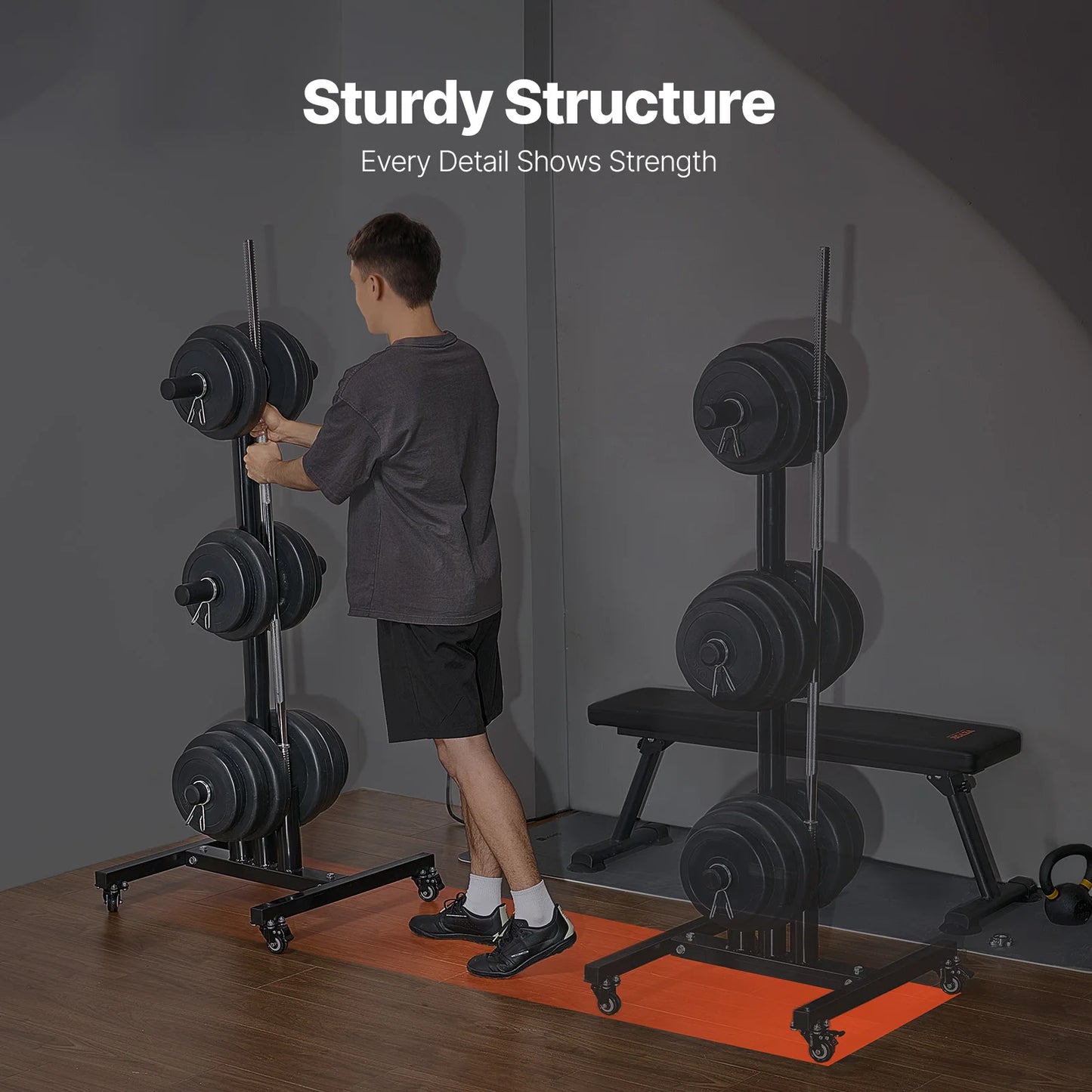 Weight Plate Rack Stand With Wheels 1000 Lb Capacity