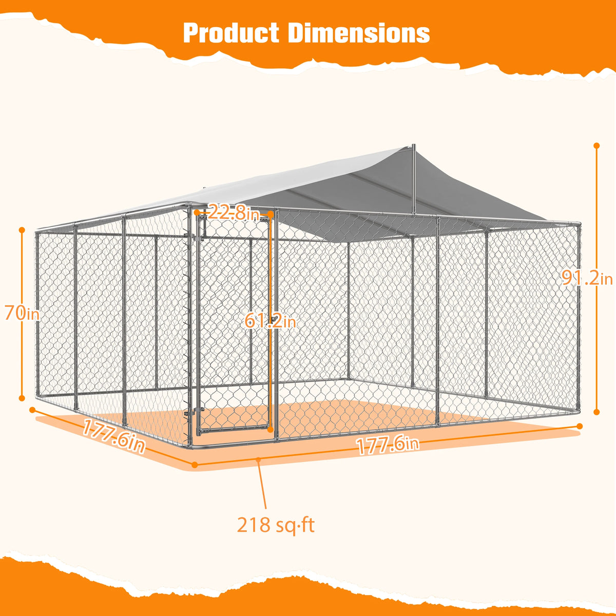 Heavy Duty Galvanized Steel Outdoor Dog Kennel With Cover