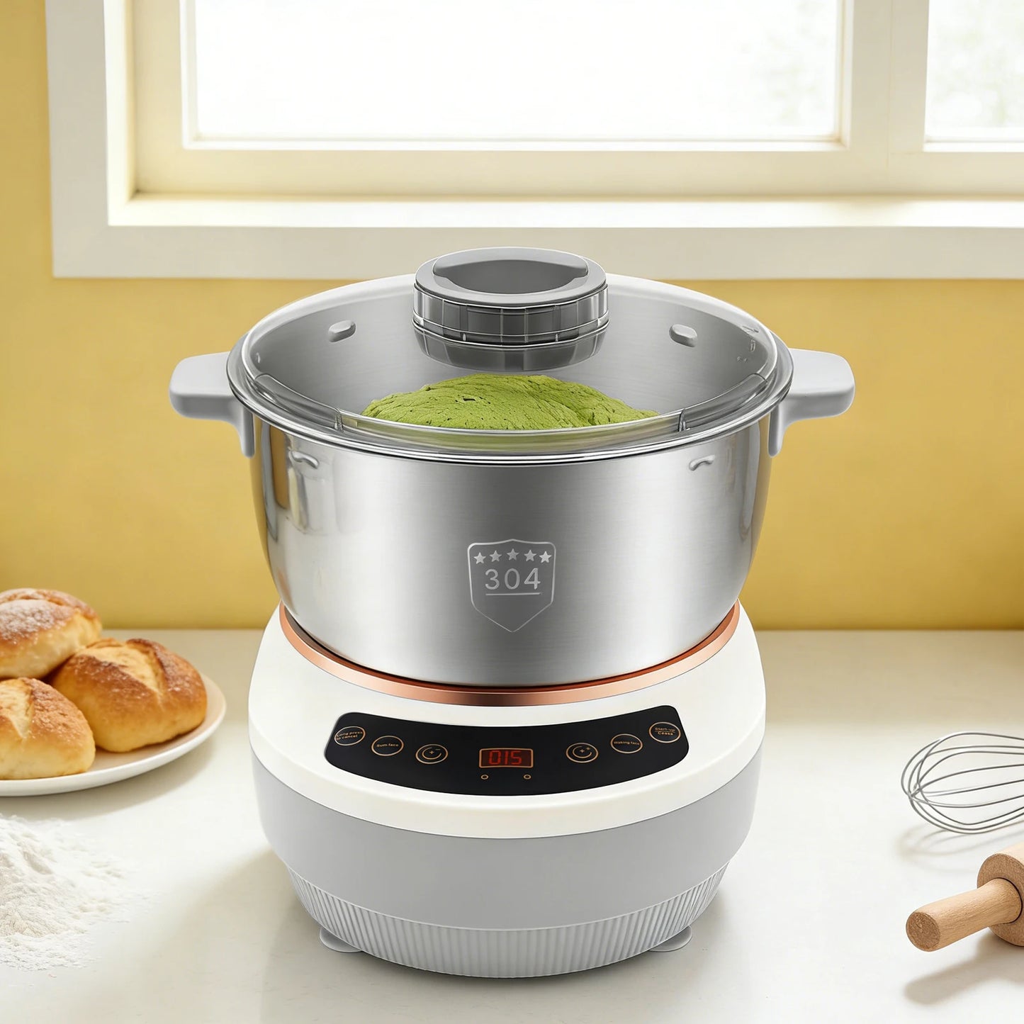 Electric Stainless Steel Dough Kneading Mixer With Timer