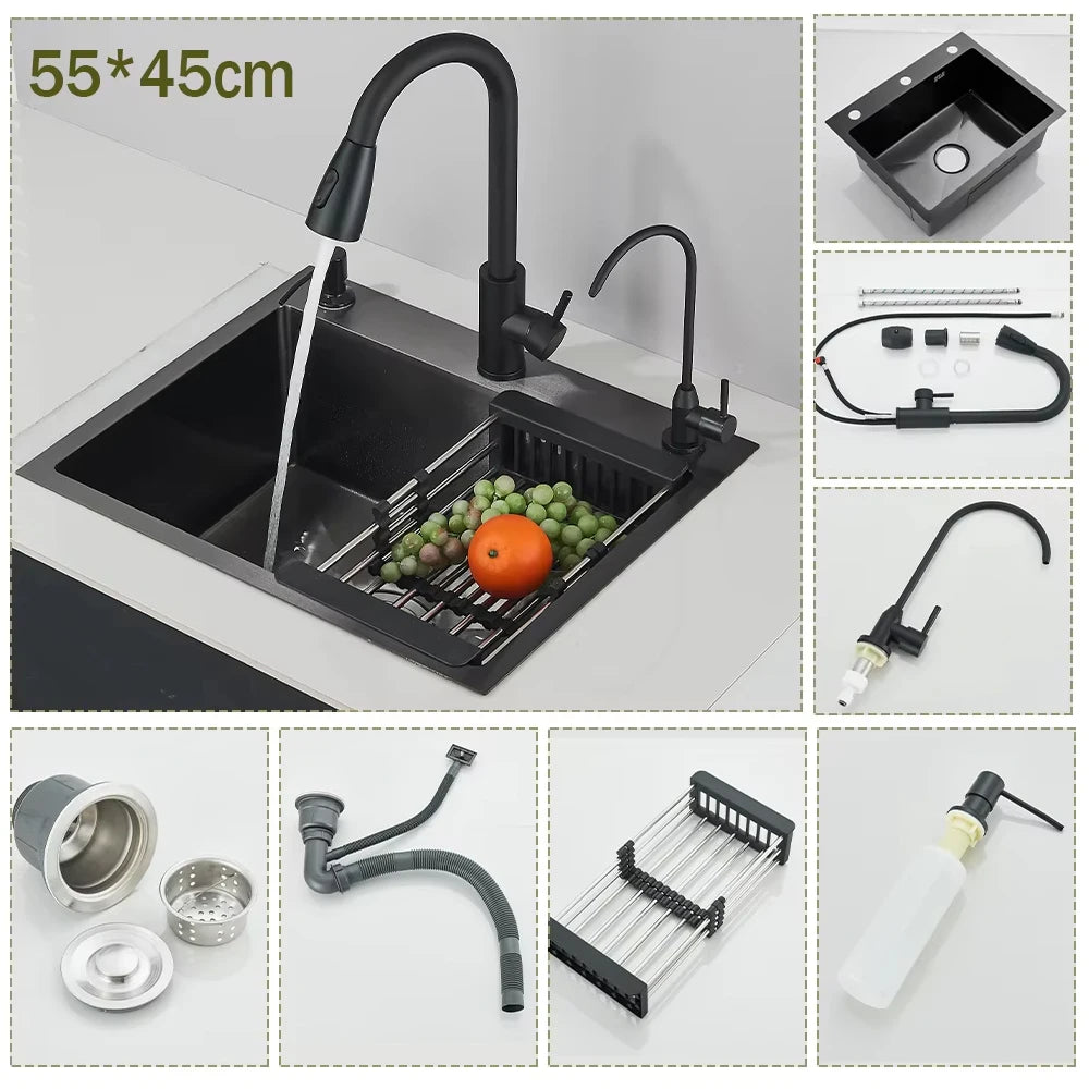 Stainless Steel Kitchen Sink With Integrated Faucet