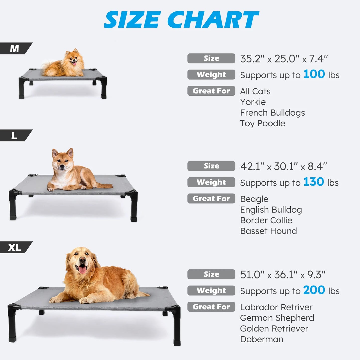 Elevated Cooling Dog Bed With Washable Breathable Frame