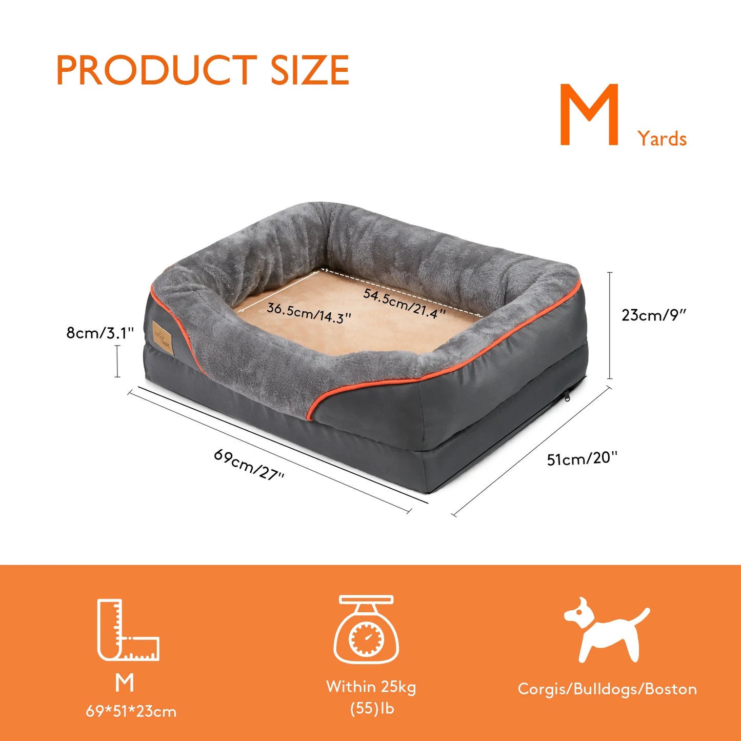 BINGOPAW Orthopedic Memory Foam Dog Bed Bolstered Sofa