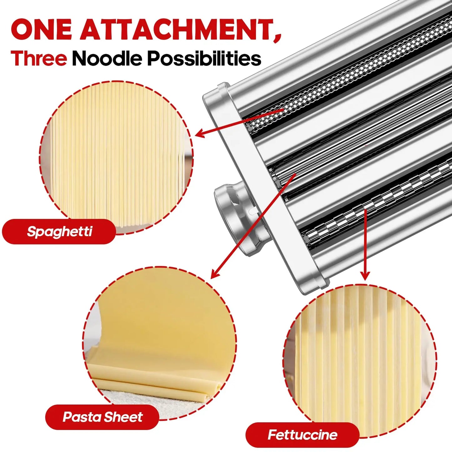GVODE 3In1 Stainless Steel Pasta Attachment For KitchenAid